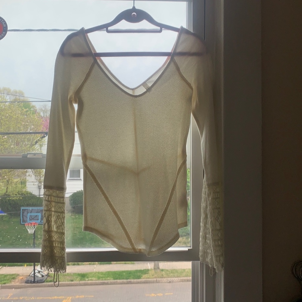 Free People White Long sleeve blouse